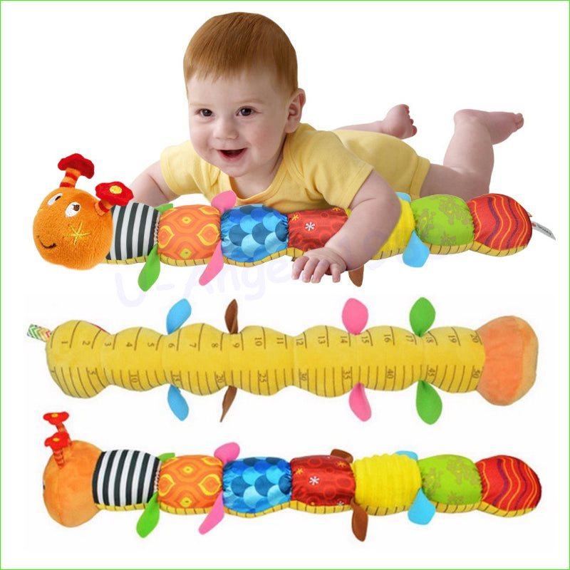 1pcs Baby Toy Musical Caterpillar Rattle with Ring Bell Cute Cartoon Animal Plush Doll Early Educational