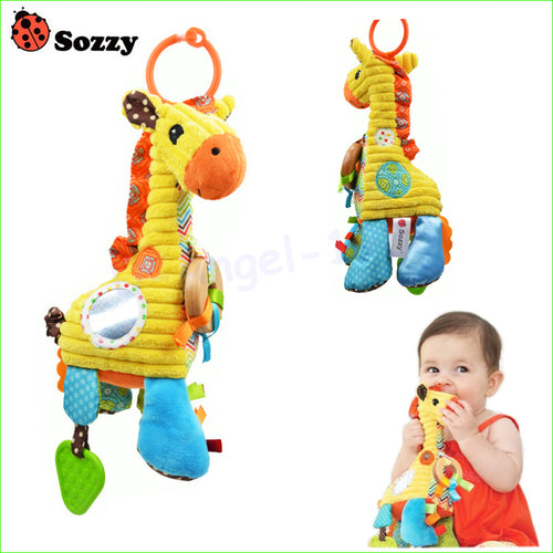 1pcs Lovely Cartoon Giraffe Pattern Baby Toys Musical Rattle Ring Bell Plush Children Puzzle Doll