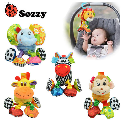 1pcs Sozzy Multifunctional Baby Toys Animal Plush Toys Rattles Mobiles Soft Cotton Infant Pram Stroller Car Rattles Hanging